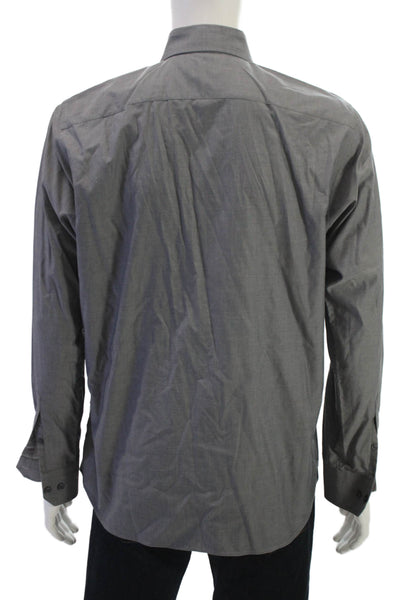 Banana Republic Mens Gray Button-Up Dress Shirt Long Sleeve Cotton Blend Size M
