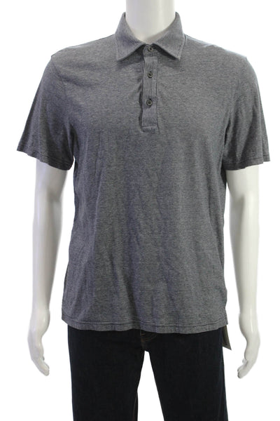 Michael Kors Mens Striped Polo Shirt Navy Blue Cotton Size Medium