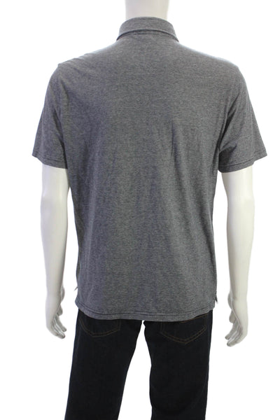 Michael Kors Mens Striped Polo Shirt Navy Blue Cotton Size Medium