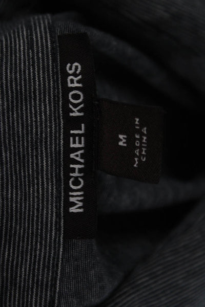 Michael Kors Mens Striped Polo Shirt Navy Blue Cotton Size Medium