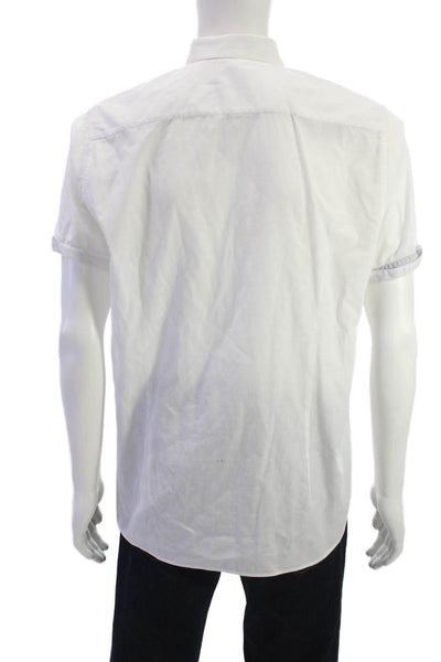 Ted Baker London Mens Short Sleeves Button Down Shirt White Cotton Size 5