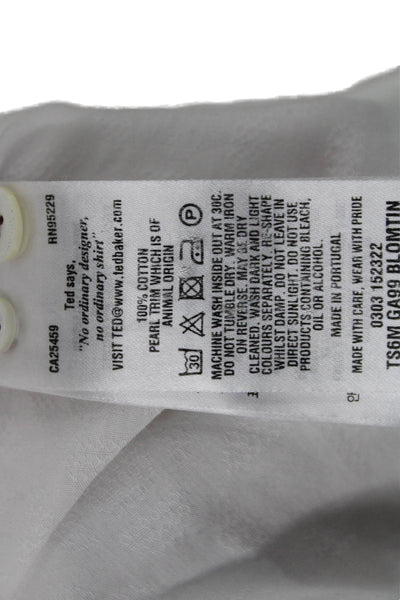 Ted Baker London Mens Short Sleeves Button Down Shirt White Cotton Size 5