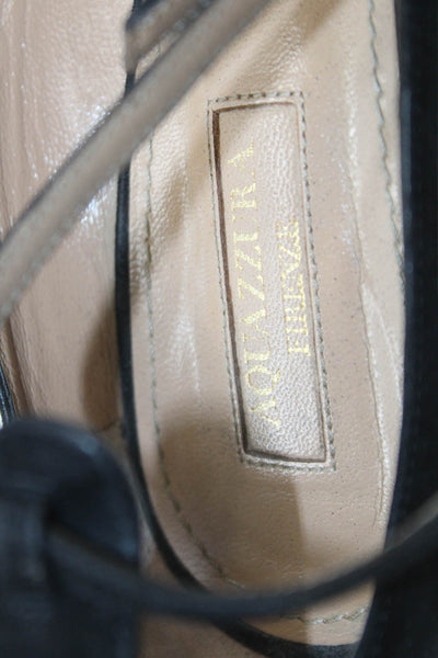Aquazzura Womens Suede Pointed Toe Ankle Strap Pumps Black Size 38.5 8.5