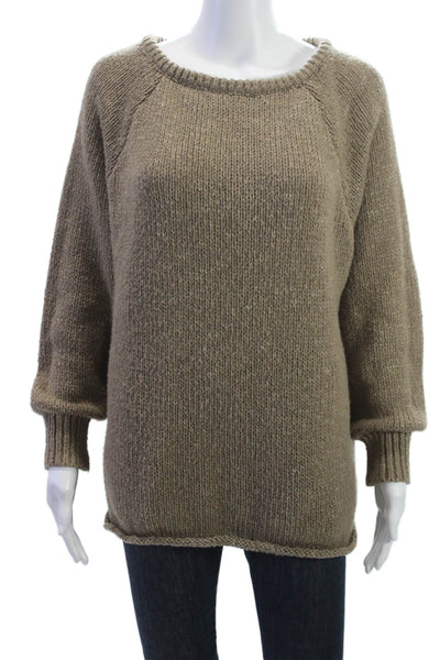 BTFBM Women Pullover Sweater Brown Round Neck Long Sleeve Size L