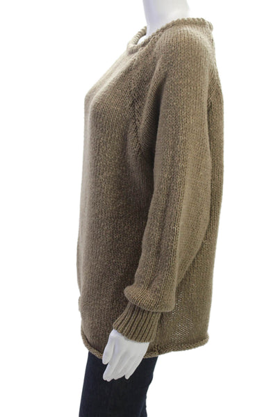 BTFBM Women Pullover Sweater Brown Round Neck Long Sleeve Size L