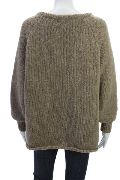 BTFBM Women Pullover Sweater Brown Round Neck Long Sleeve Size L