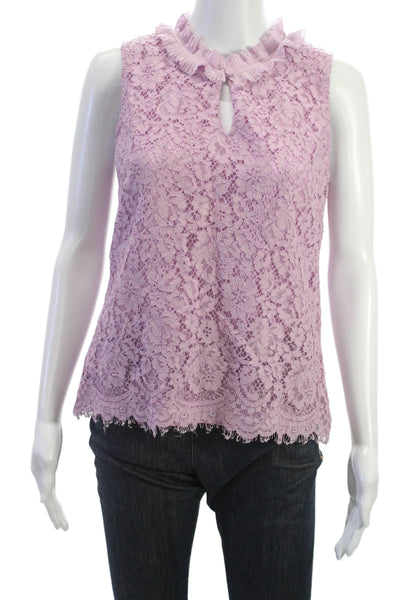 J Crew Womens Purple Sleeveless High Neck Viscose Floral Basic Blouse Size S