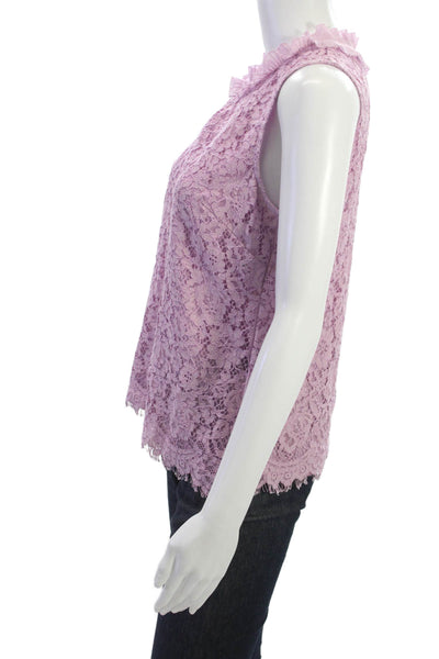 J Crew Womens Purple Sleeveless High Neck Viscose Floral Basic Blouse Size S