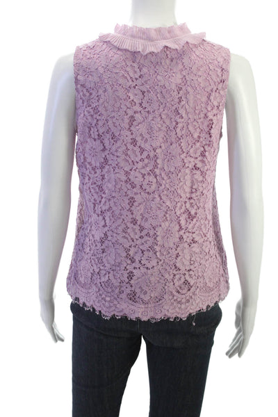 J Crew Womens Purple Sleeveless High Neck Viscose Floral Basic Blouse Size S