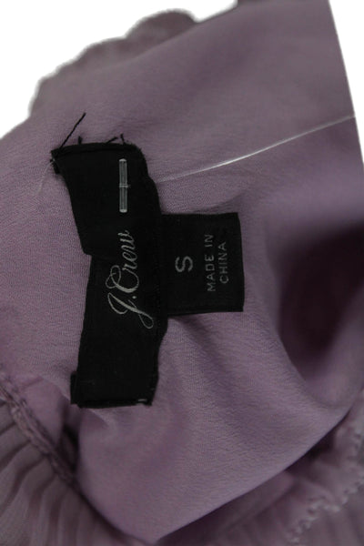 J Crew Womens Purple Sleeveless High Neck Viscose Floral Basic Blouse Size S