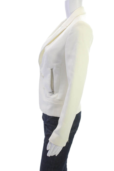 Zara Trafaluc Womens Biker Blazer White Long Sleeve Size S