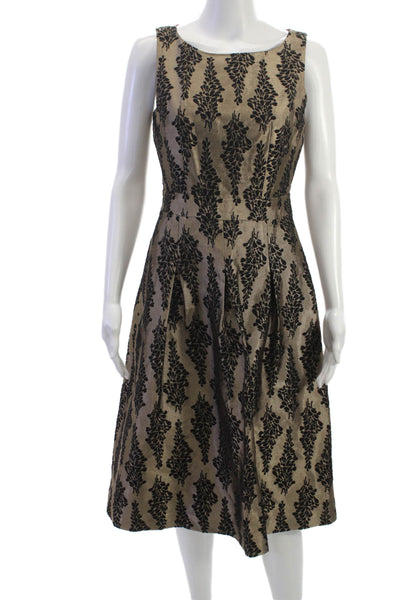 Boden Women Fit & Flare Dress Gold Cotton Sleeveless Round Neck Zip Size 4