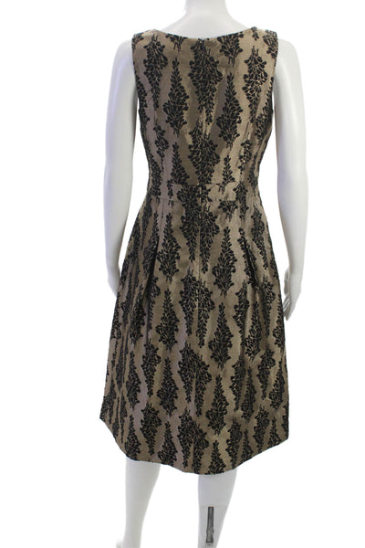 Boden Women Fit & Flare Dress Gold Cotton Sleeveless Round Neck Zip Size 4