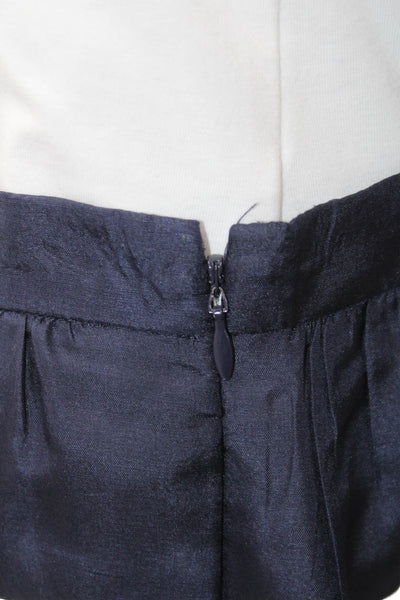 J Crew Womens Pleated Striped Silk Mini Skirt Blue Size 4