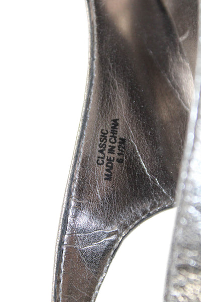 J. Renee Womens Crystal Embellished Slingbacks Peep Toe Shoes Silver Size 6.5M
