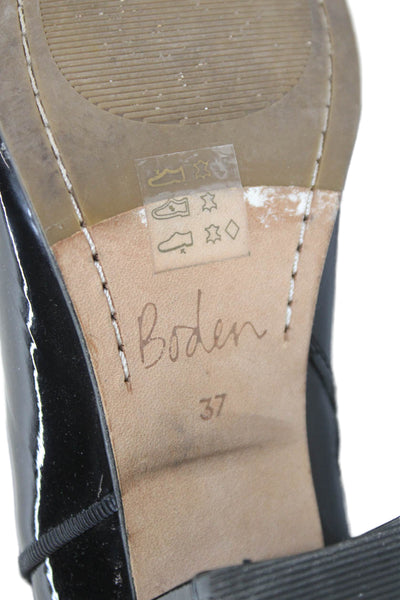 Boden Womens Shiny Leather Block Heels Ankle Boots Shoes Black Size 7
