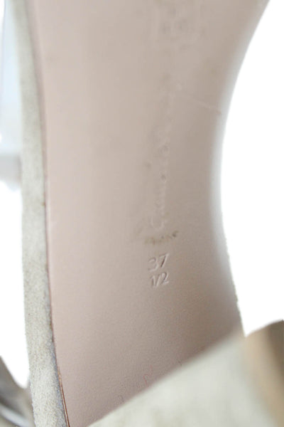 Gianvito Rossi Womens Crystal Embellished Ankle Strap Heels Brown Size 7.5
