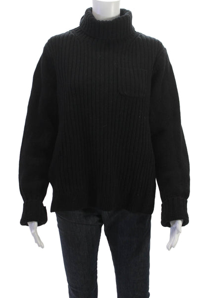 +J Womens Turtleneck Wool Pullover Sweater Black Long Sleeve Size XL