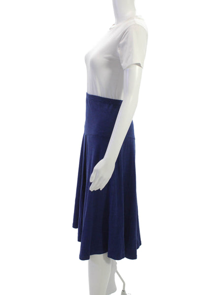 Lunn Women Blue Striped Polyester A-Line Long Skirt Pull On Size S