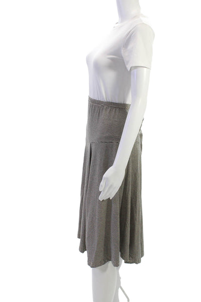 Lunn Womens Black Striped Polyester A-Line Long Skirt Pull On Size S