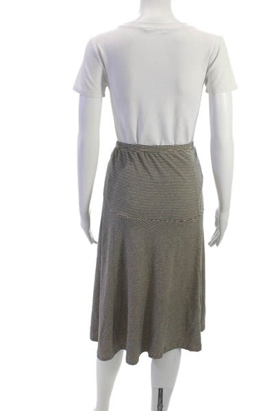 Lunn Womens Black Striped Polyester A-Line Long Skirt Pull On Size S