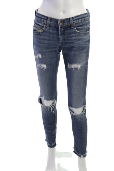 Rag & Bone Women Skinny Jeans Blue Low Rise Cotton Blend Size 25