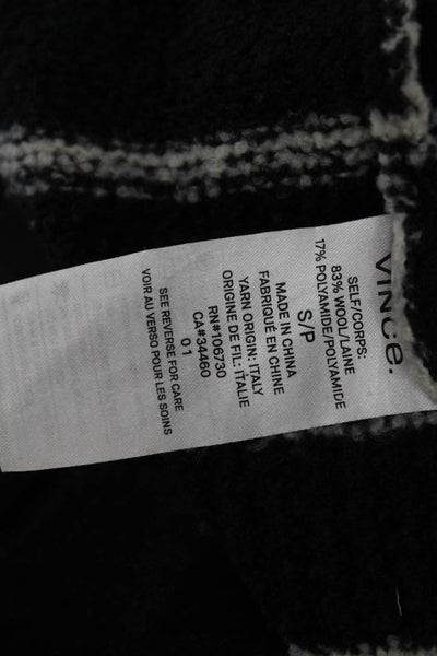 Vince Womens Wool Striped Collared Cardigan Sweater Black Size S