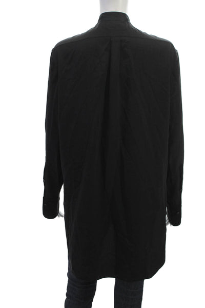 Rag & Bone Women Silk Collared Tunic Blouse Black Long Sleeve Button Size S
