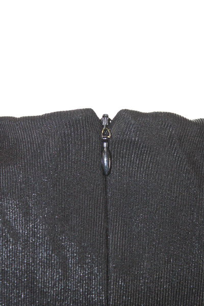Niteline Women Sheath Dress Black V-Neck Short Sleeve Mini Rayon Zip Size 10