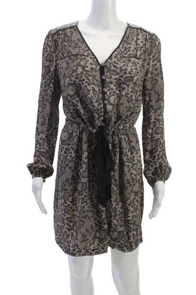 Rebecca Taylor Women Wrap Dress Black V-Neck Long Sleeve Knee Length Size 4