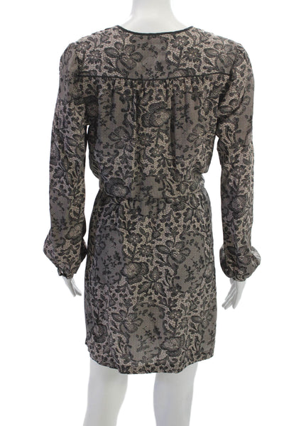 Rebecca Taylor Women Wrap Dress Black V-Neck Long Sleeve Knee Length Size 4