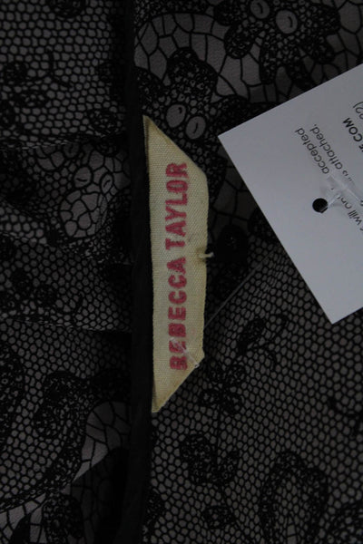 Rebecca Taylor Women Wrap Dress Black V-Neck Long Sleeve Knee Length Size 4