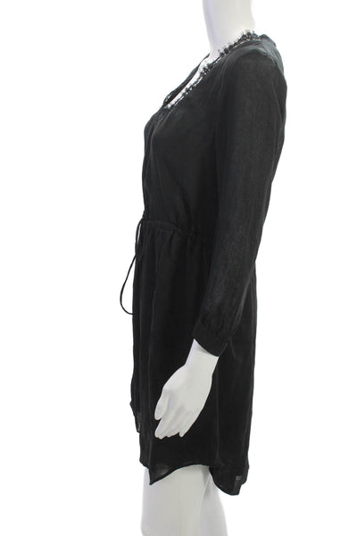 Graham & Spencer Womens Silk V-Neck Shift Dress 3/4 Sleeve Black Size S