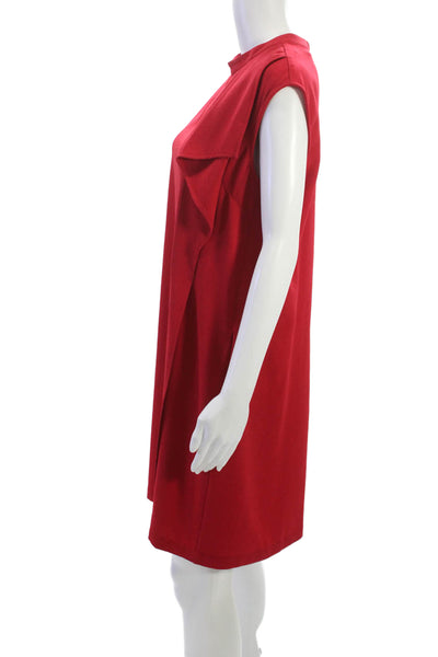 London Times Women Shift Dress Red Sleeveless High Neck Above Knee Size 10