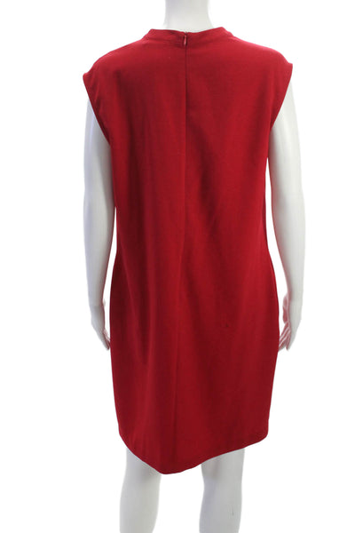 London Times Women Shift Dress Red Sleeveless High Neck Above Knee Size 10