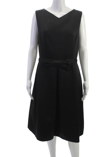 Trio Women A-Line Dress Black V-Neck Sleeveless Knee Length Size 10