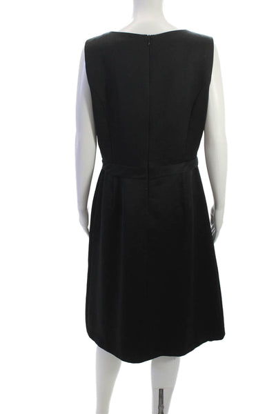 Trio Women A-Line Dress Black V-Neck Sleeveless Knee Length Size 10