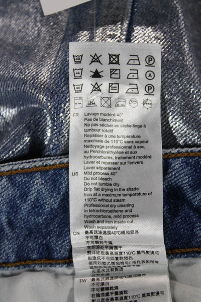 Sandro Women Silver Bootcut Jeans Cotton High Rise Button Size 34
