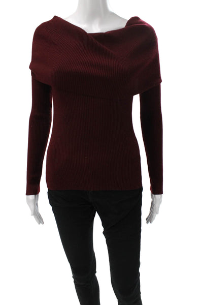 A.L.C. Womens Pullover Sweater Red Cowl Neck Merino Wool Long Sleeve Size S