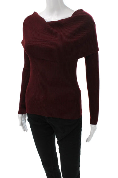 A.L.C. Womens Pullover Sweater Red Cowl Neck Merino Wool Long Sleeve Size S