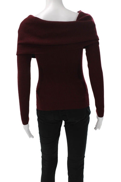 A.L.C. Womens Pullover Sweater Red Cowl Neck Merino Wool Long Sleeve Size S