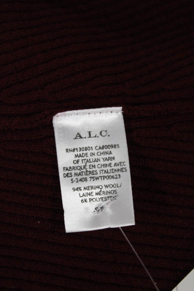 A.L.C. Womens Pullover Sweater Red Cowl Neck Merino Wool Long Sleeve Size S