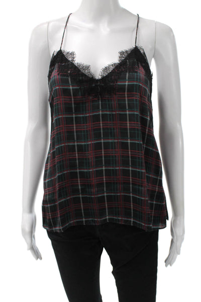 Cami NYC Women Silk Plaid V-Neck Sleeveless Camisole Multicolor Size XS