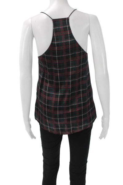 Cami NYC Women Silk Plaid V-Neck Sleeveless Camisole Multicolor Size XS