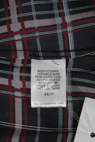 Cami NYC Women Silk Plaid V-Neck Sleeveless Camisole Multicolor Size XS