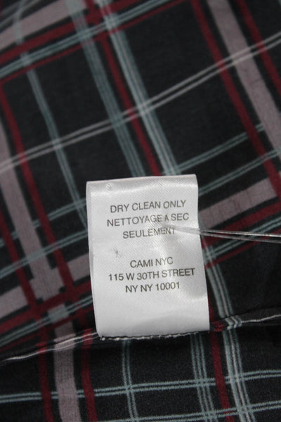 Cami NYC Women Silk Plaid V-Neck Sleeveless Camisole Multicolor Size XS