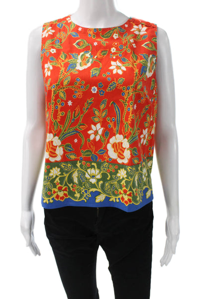 Tory Burch Women Multicolor Cotton Sleeveless Round Neck Basic Blouse Size S