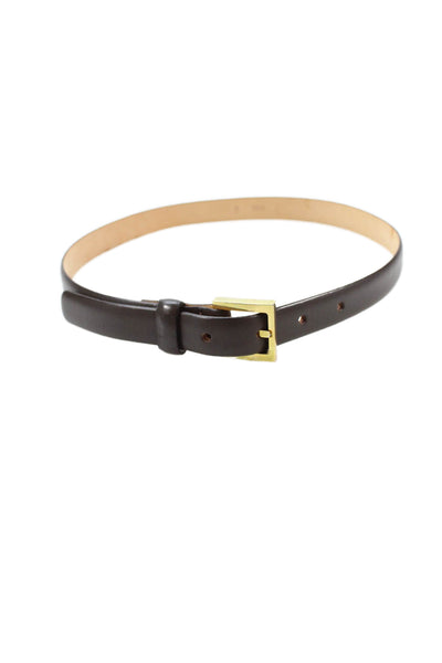 Michael Kors Womens Leather Gold Tone Skinny Belt Hickory Brown Size 4