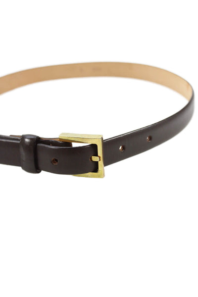 Michael Kors Womens Leather Gold Tone Skinny Belt Hickory Brown Size 4