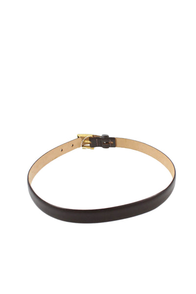 Michael Kors Womens Leather Gold Tone Skinny Belt Hickory Brown Size 4